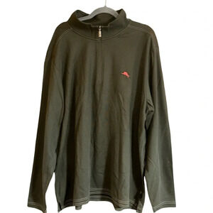 Tommy Bahama 1/3 Zip Olive Green Pullover Shirt Size XXL